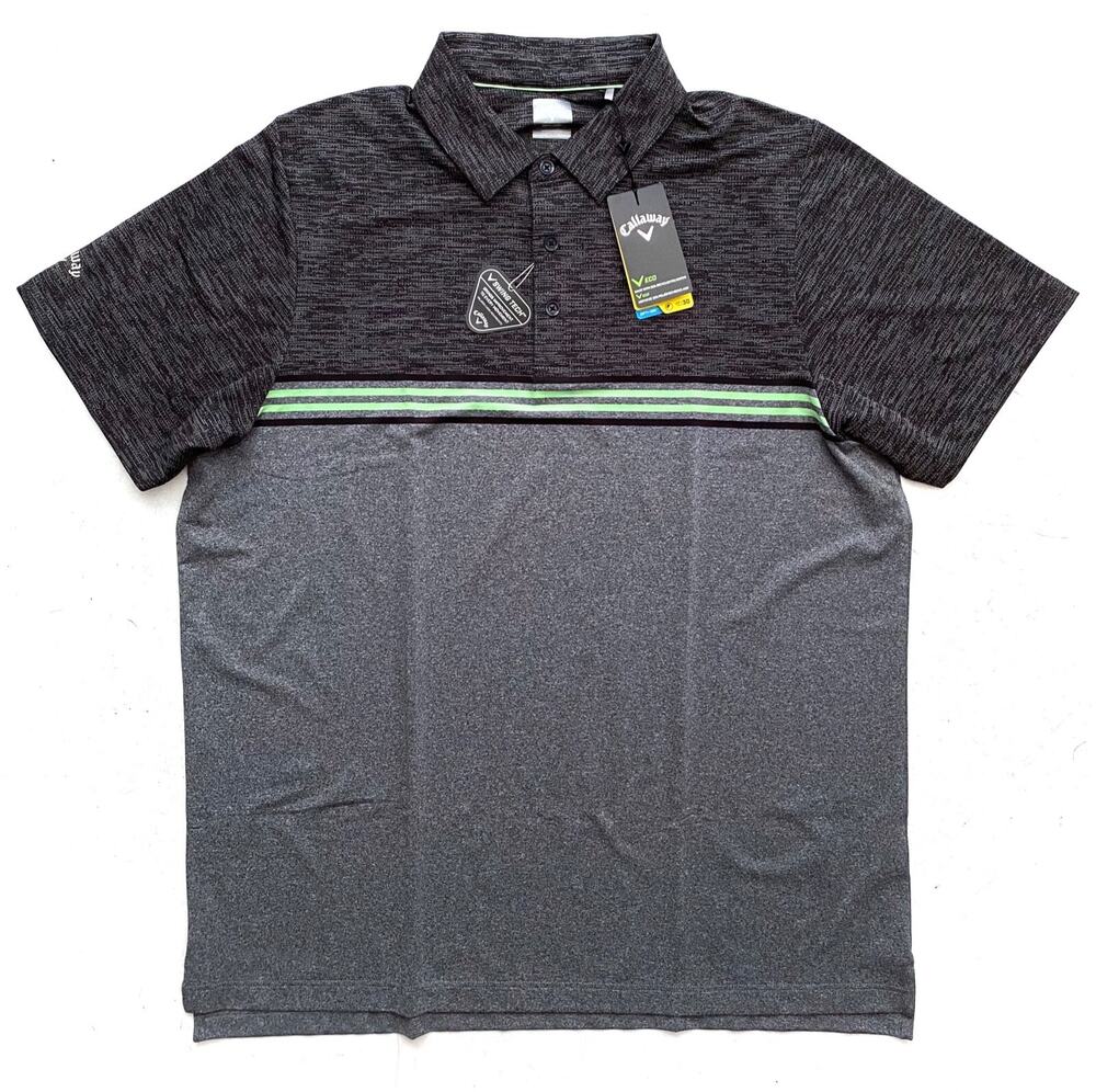 Callaway Polo Shirt Opti-Dri Swing Tech Caviar Heather Stripe S/S LT